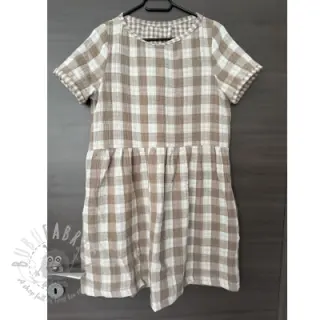 Dubbelgasväv/muslin Double sided CHECKS MINI sand