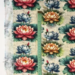 Viskos med lin Clover design D digital print