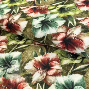 Viskos med lin Azalea design C digital print