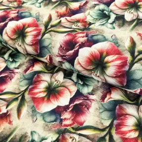 Viskóza s ľanom Azalea design A digital print