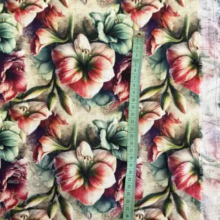 Viskos med lin Azalea design Och digital print