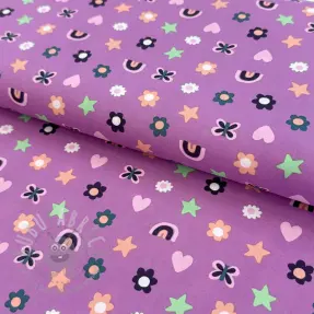 Bomullstyg Love mauve