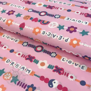 Bomullstyg Love dream pink