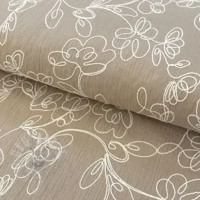 Dubbelgasväv/muslin EMBROIDERY Climbing flowers beige