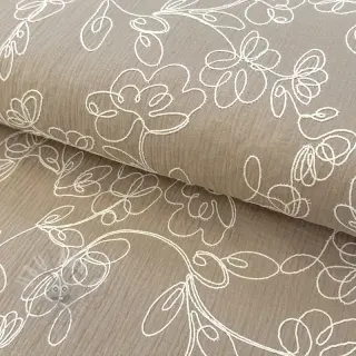 Dubbelgasväv/muslin EMBROIDERY Climbing flowers beige
