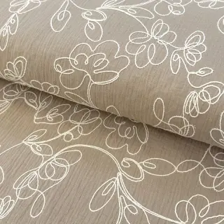 Dvojitá gázovina/mušelín EMBROIDERY Climbing flowers beige