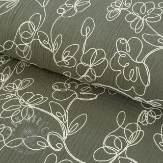 Dubbelgasväv/muslin EMBROIDERY Climbing flowers pickle