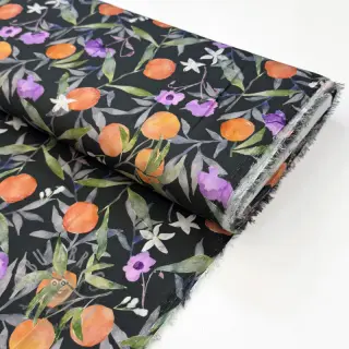 Viskos SATIN Leaves and oranges digital print