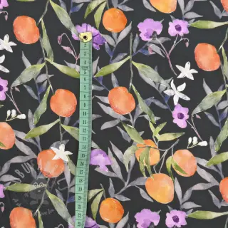 Viskos SATIN Leaves and oranges digital print