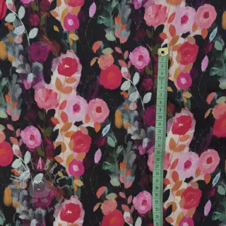 Viskos SATIN Night flowers black digital print