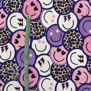 Sweatshirttyg Happy faces purple digital print