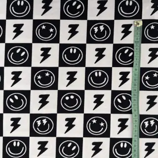 Úplet Happy faces square black digital print