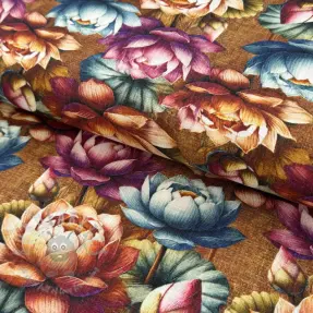 Viskos med lin Marigold design C digital print