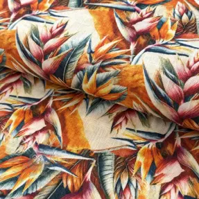 Viskos med lin Marigold design A digital print