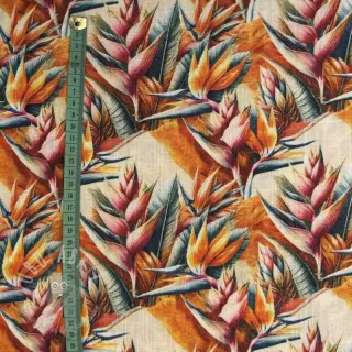 Viskos med lin Marigold design Och digital print