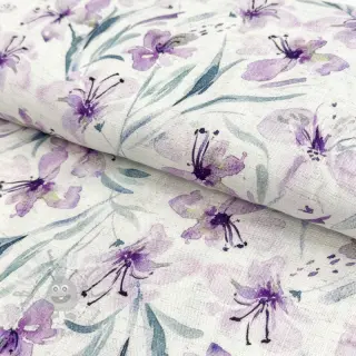 Viskos med lin Natural Lin Laurel purple digital print