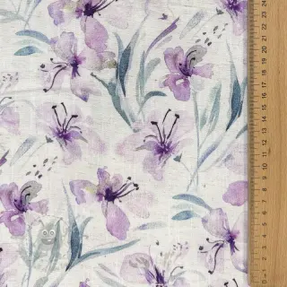 Viskos med lin Natural Lin Laurel purple digital print