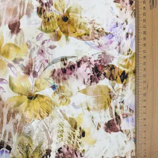 Bomullstyg SATIN Maui yellow digital print