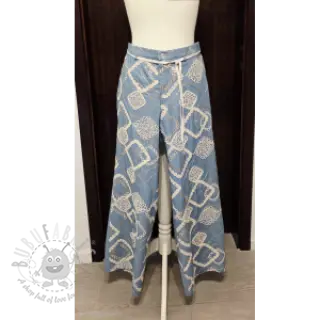 Bomullstyg JEANS EMBROIDERY Square light blue