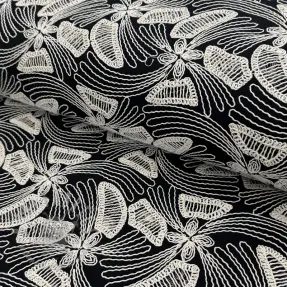 Bomullstyg EMBROIDERY Amia black
