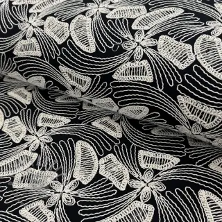 Bomullstyg EMBROIDERY Amia black