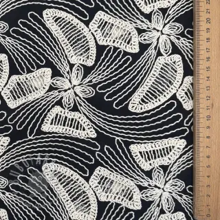 Bomullstyg EMBROIDERY Amia black