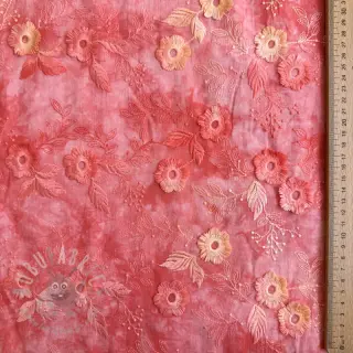 Bomullstyg TIE DYE EMBROIDERY Poppy design K