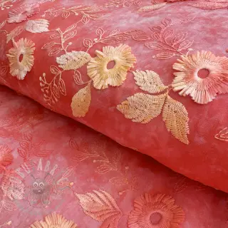 Bomullstyg TIE DYE EMBROIDERY Poppy design K