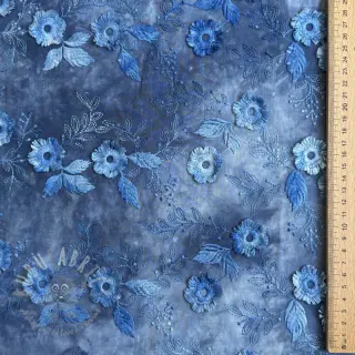 Bomullstyg TIE DYE EMBROIDERY Poppy design L