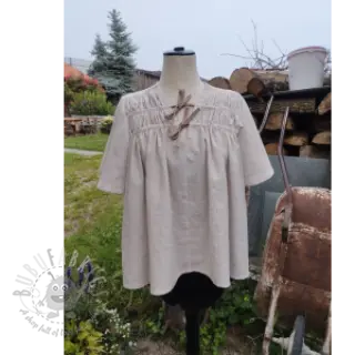 Lin med bomull Lira medium stripe beige