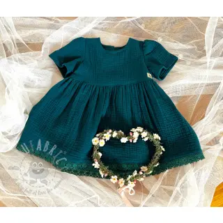 Dubbelgasväv/muslin dark cyan