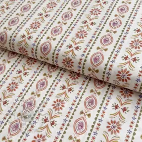 Bomullstyg Motif stripe off white digital print