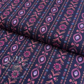Bomullstyg Motif stripe navy digital print