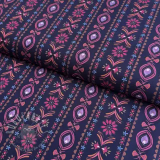 Bomullstyg Motif stripe navy digital print