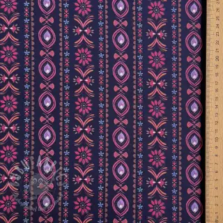 Bomullstyg Motif stripe navy digital print