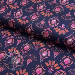 Bomullstyg Motif navy digital print