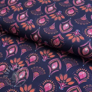 Bomullstyg Motif navy digital print