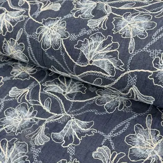 Bomullstyg JEANS EMBROIDERY Lisa design A