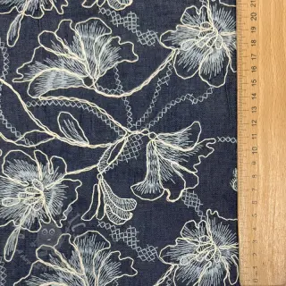 Bomullstyg JEANS EMBROIDERY Lisa design A