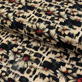 Viskos med lin Daisy design B digital print