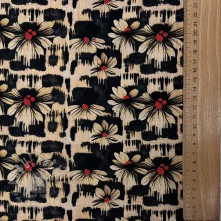 Viskos med lin Daisy design B digital print