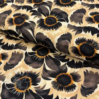 Viskos med lin Sunlower design Och digital print