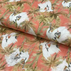Viskos med lin Crane bird design B digital print