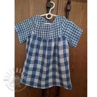 Dubbelgasväv/muslin Double sided CHECKS MINI indigo