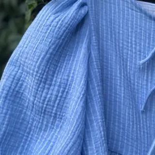 Dubbelgasväv/muslin YARN DYED Stripes light blue