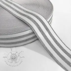 Slätt resårband 4 cm LUREX SILVER off white
