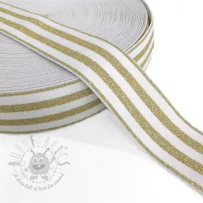 Slätt resårband 4 cm LUREX GOLD off white