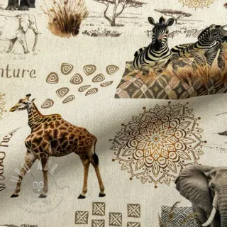 Dekorationstyg Linenlook Wildlife Safari Trip digital print