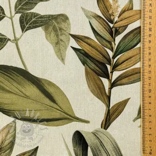 Dekorationstyg Linenlook Botanic Bold Leaf digital print