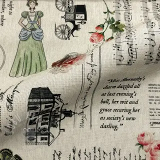 Dekorationstyg Linenlook Regal Newspaper digital print